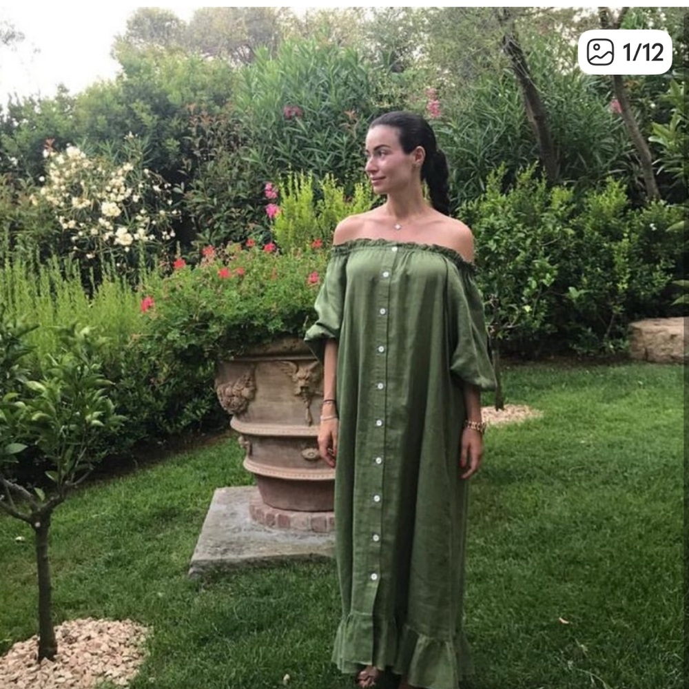 Olive Green Off-Shoulder Dress